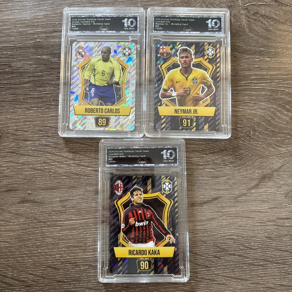 Ricardo Kaka, Roberto Carlos & Neymar Jr. 2024 Soccer TCG Graded 10 Gem Mint